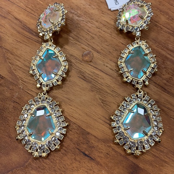 HOST PIC KENDRA SCOTT COLOR CHANGING ARIA 14K DROP DICHROIC GLASS EARRINGS - Picture 12 of 14
